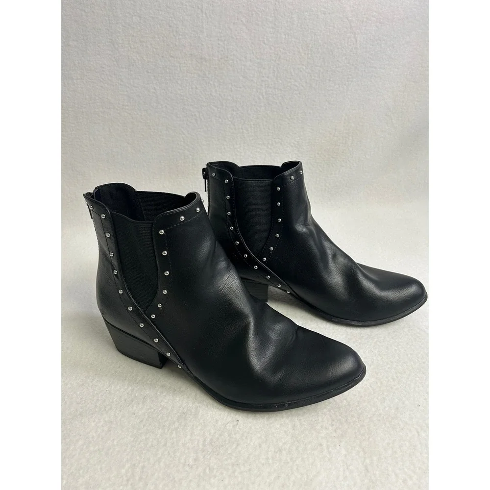Edgy Rocker Esprit Womens 8.5M Black Studded Teigan Chelsea Ankle Boot